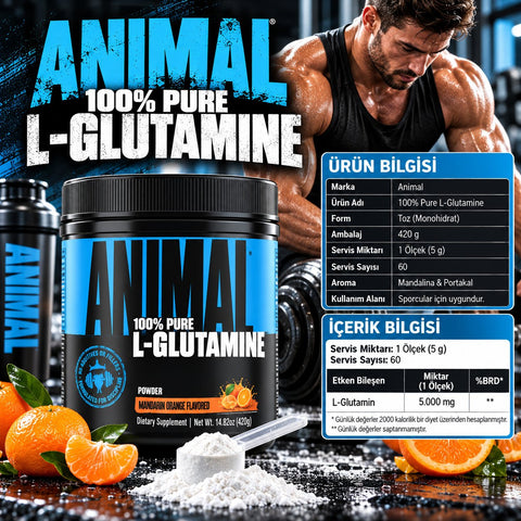 Animal 100% Pure L-Glutamine — 420gr Mandalina & Portakal