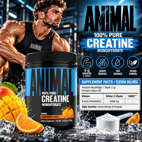 Animal Pure Creatine Monohydrate 100% 420 gr Orange Mango - Kreatin Monohidrat