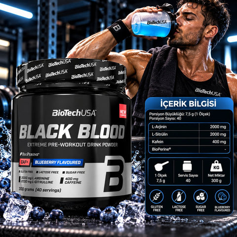 BioTechUSA Black Blood Preworkout High CAF+ Caffeine & Arginine & Citrulline 300g