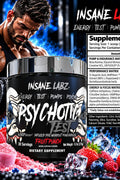 Insane Labz Psychotic Test Boost PreWorkout with DMAE Bitartrate D Aspartic Acid Creatine HCL and Glycerol 30 Servis