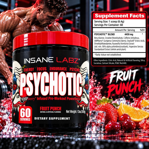 Insane Labz Psychotic Preworkout Fruit Punch 60 Servis