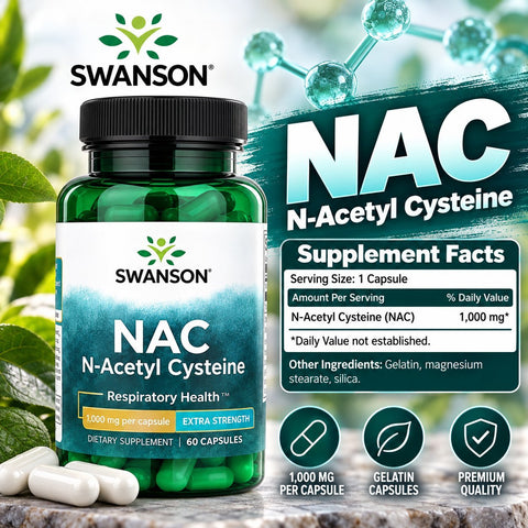Swanson Nac N-Acetyl Cysteine 1000 mg 60 Caps