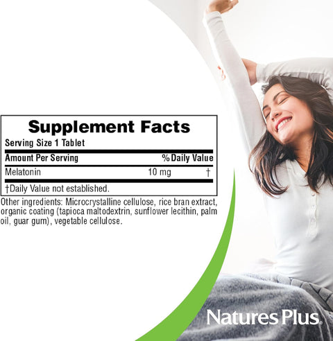 NaturesPlus Melatonin 10 mg - 90 Fast-Acting Tablets - Vegan, Gluten Free - 90 Servings