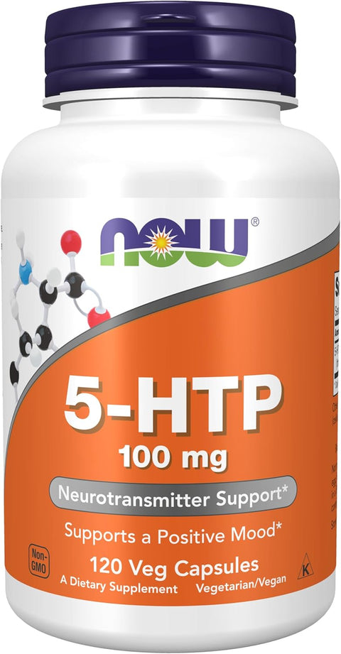 NOW 5-HTP (5-hydroxytryptophan) 100 mg Neurotransmitter Positive Mood Support 120 Veg Caps