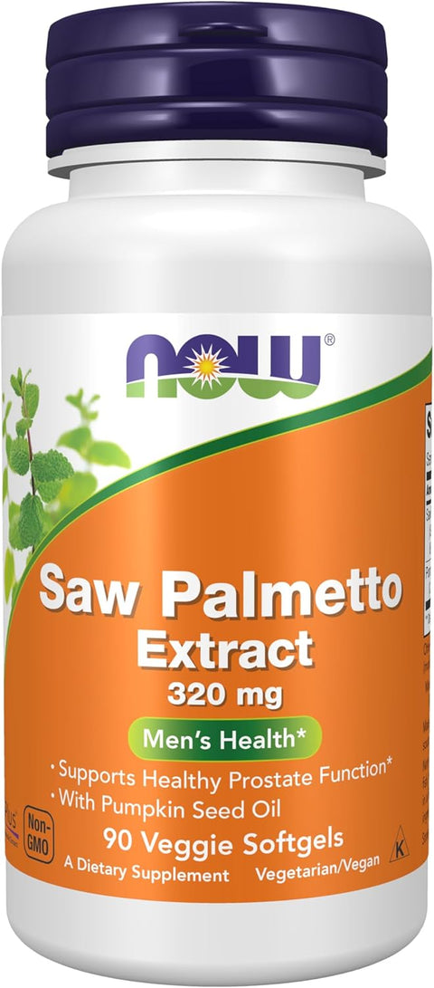 NOW Saw Palmetto Extract 320 mg with Pumpkin Seed Oil Men's Health 90 Veg Softgels
