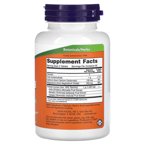 NOW Foods, Triphala+Magnesium Oxide 500 mg, 120 Tablet