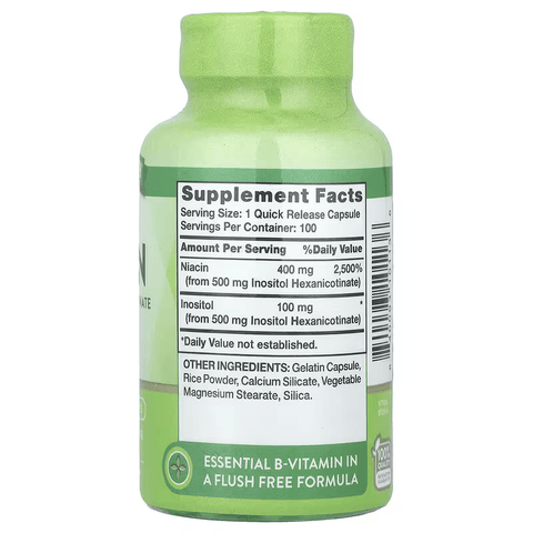 Nature's Truth Flush Free Niacin Vitamin B3 Inositol 500 mg 100 Quick Release Caps