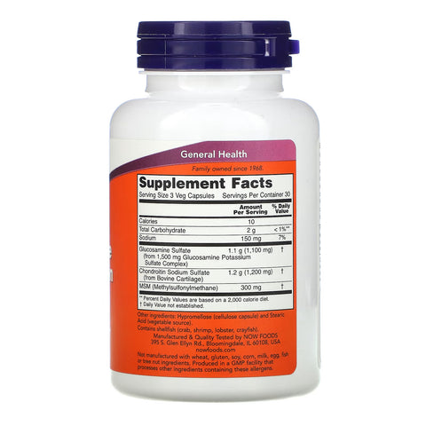 NOW Foods, Glucosamine(Glukozamin) and Chondroitin with MSM, 90 Caps