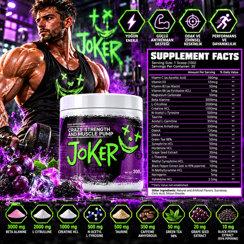 Smart Labs Joker Crazy Muscle Pump High Stim Geranium PreWorkout 2.0 300 gr