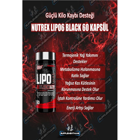 NutreX LIPO6 BLACK 60 Kapsül Abd versiyon - Supplementhane