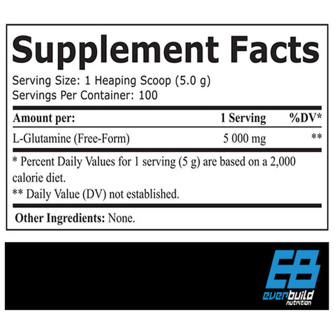 EVERBUİLD Glutamine 5000 / 500g. - 100 servis