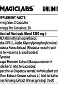 Xmagiclabs UNLIMITED Dmae , Alpha Gpc , Rhodiola Rosea , Tyrosine , Bacopa , Huperzine , Saffron , Panax Ginseng 60 Caps