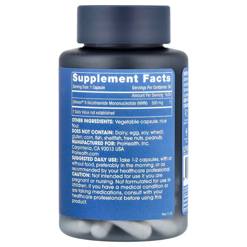 ProHealth Longevity NMN Pro Nicotinamide Mononucleotide Brain & Cognitive 500 mg 30 Caps