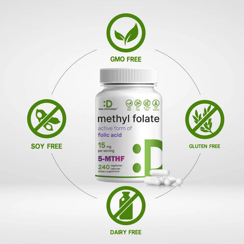 Deal Supplement L Methylfolate 15mg 25,000 Per Serving, 240 Veggie Capsules