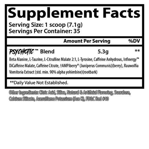 Insane Labz Psychotic Hellboy PreWorkout and Insane Amino BCAA Recovery Time, Blue Raspberry 35 Servis