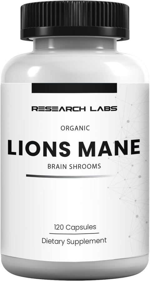 Research Labs Organic Lions Mane Immune System Booster & Nootropic Brain Support Mushroom 120 Caps