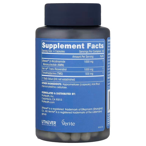 ProHealth NMN Pro Complete Uthever NMN Resveratrol TMG NAD+ 120 Caps