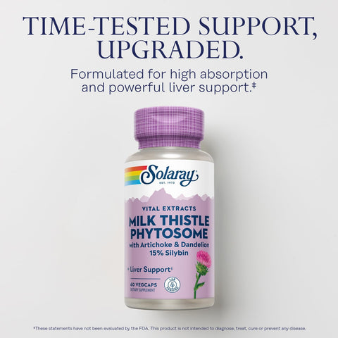 SOLARAY Milk Thistle Phytosome with Artichoke Dandelion and Ginger Liver 60 Caps