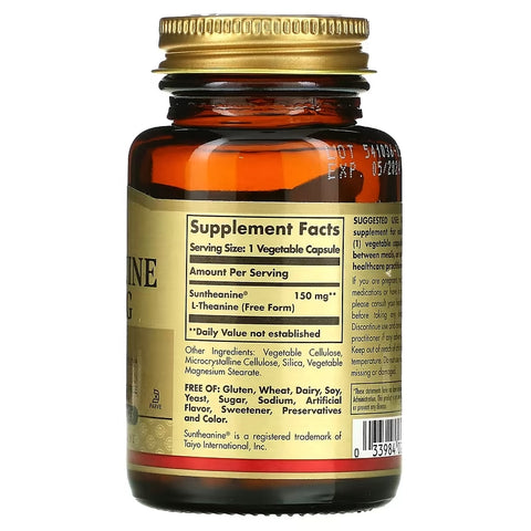 Solgar L-Theanine Free Form Mood Support 150 mg 60 Vegetable Caps