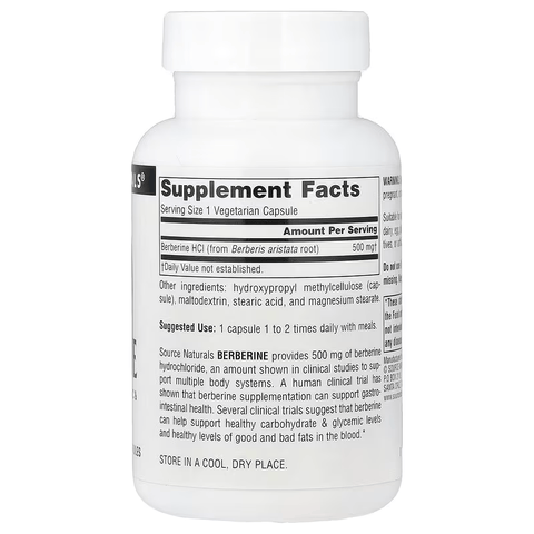 Source Naturals Berberine Optimizes Gut Health 500 mg 60 Vegetarian Caps