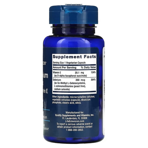 Life Extension Super Selenium Complex & Vitamin E Minerals 200 mcg 100 Vegetarian Capsules