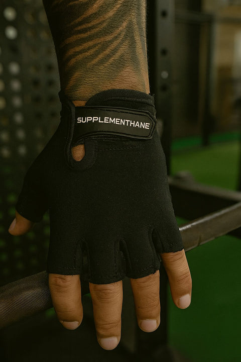 Supplementhane Fitness Ağırlık Body Sporcu Deri Eldiven - Siyah