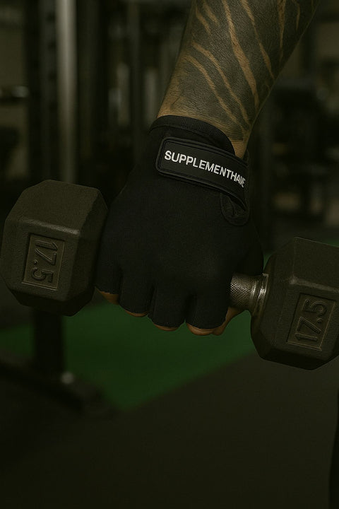 Supplementhane Fitness Ağırlık Body Sporcu Deri Eldiven - Siyah - LARGE