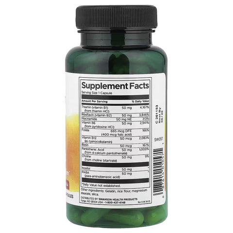 Swanson Balance B-50 Vitamin B Complex Energy and Metabolism 100 Caps