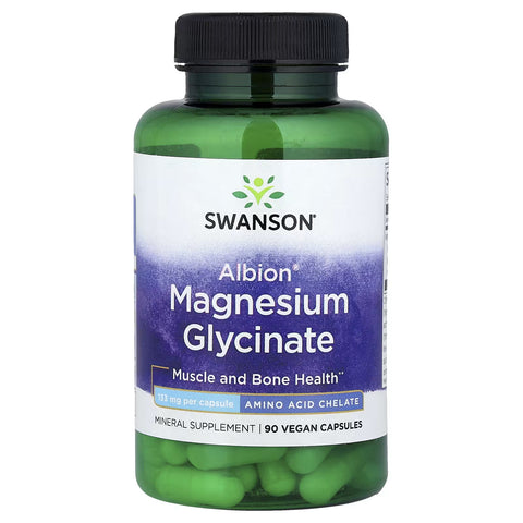 Swanson, Albion Magnesium(Magnezyum) Glycinate, 133 mg, 90 Vegan Caps