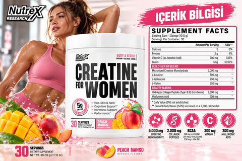 Nutrex Research Creatine For Women Hydrolyzed Collagen Hyaluronic Acid 314.98 g
