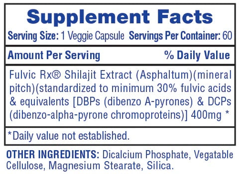 Hi-Tech Fulvic Shilajit Extract 400 mg 60ct