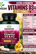 Swanson Vitamin D3 K2 5000 IU 60 Vegan Caps