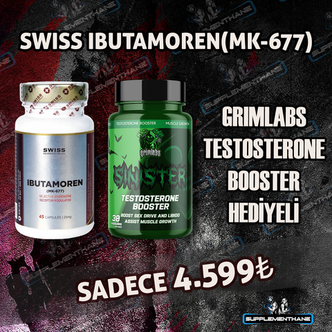 Swiss Pharma Ibutamoren MK677 45 Caps + Grimlabs Sinister Testo Booster 30 Caps