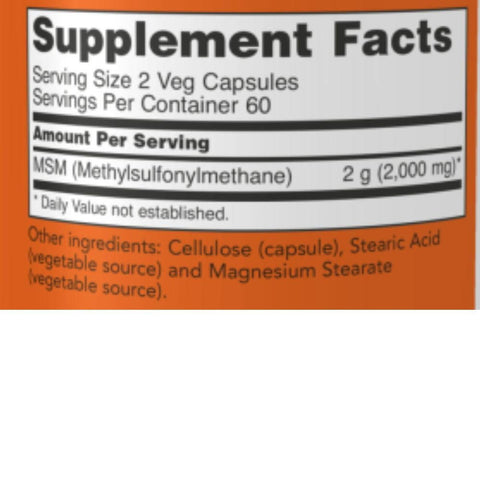 NOW Foods MSM Methylsulfonylmethane 1,000 mg 120 Veg Capsules