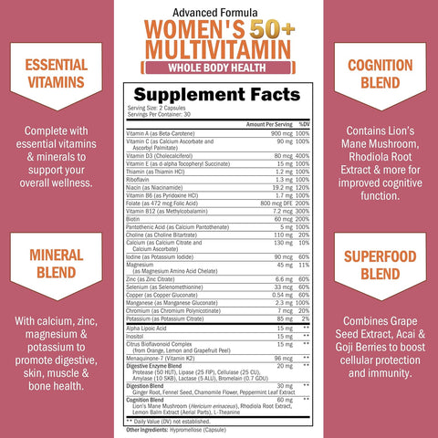 BioSchwartz Daily Multivitamin for Women Vitamin Memory Support Stress Reduction & Healthy Immune Response 60 Caps