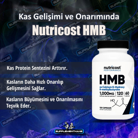Nutricost HMB B-Hydroxy-B-methylbutyrate, 1000 mg 120 Capsules