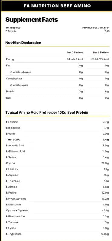 Fa Beef Amino 600 Tablet - 300 SERVİS