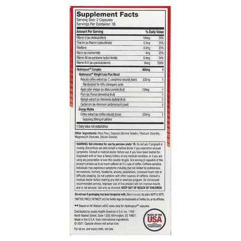 Muscletech Hydroxycut Original Burner Pro Clinical Weight Loss with Apple Cider Vinegar - 72 Tablet