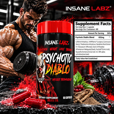 Insane Labz Psychotic Diablo Thermogenic Fat Burner Yohimbine 60 Caps