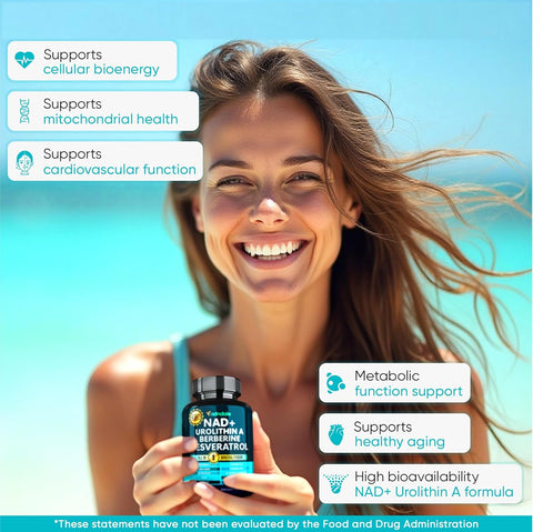 Adndale NAD Urolithin-A Berberine Longevity Formula with Liposomal NAD+ Trans Resveratrol CoQ10 NMN Nac Pqq Apigenin 90 Vegan Caps