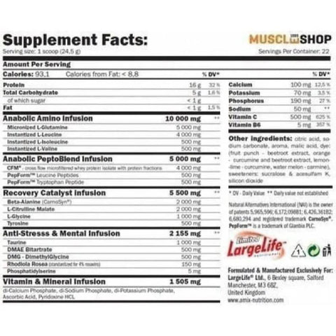 AMIX Re-Core Concentrated Glutamine & Citrulline & Glycine & Tyrosine & Dmg & Phosphatidylserine & Gaba 540g