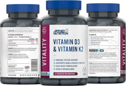 Applied Nutrition Vitamin D3 K2 4000 IU High Dose Formula – Best Immune 60 Caps