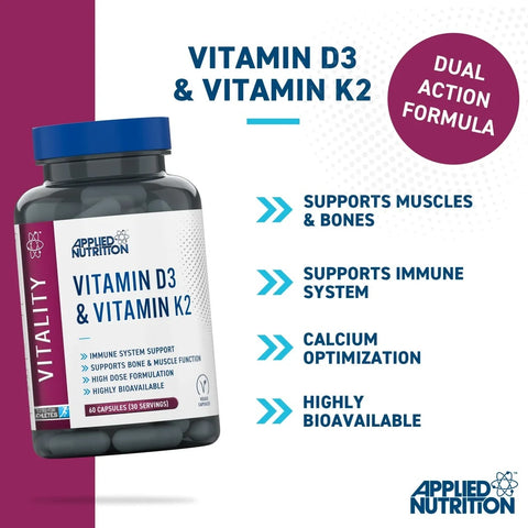 Applied Nutrition Vitamin D3 K2 4000 IU High Dose Formula – Best Immune 60 Caps