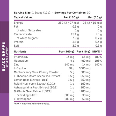 Applied Nutrition Sleep Support for Over 40s Zinc Reishi Magnesium Glycine Theanine 5-HTP 300 g