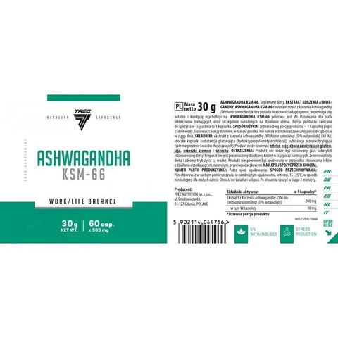 Trec Nutrition ASHWAGANDHA KSM66 60 KAPSÜL