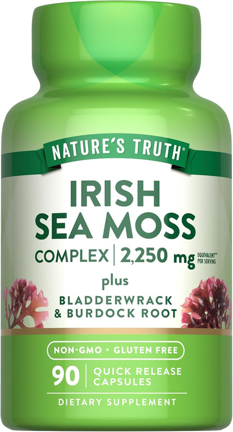 Nature's Truth Irish Sea Moss with Bladderwrack & Burdock Root Greens & Superfoods 90 Caps