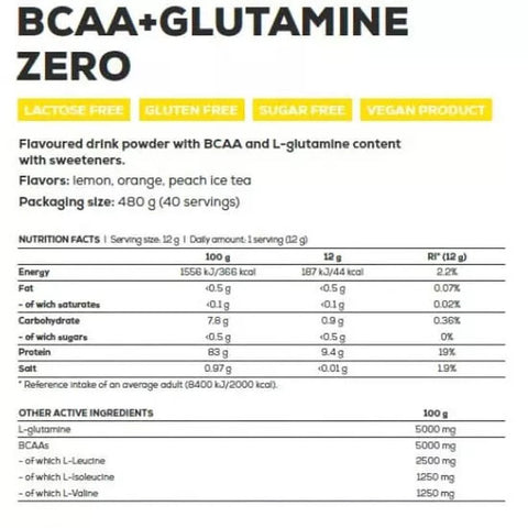 BIOTECH BCAA + Glutamine Zero - 480 g 40 Servings