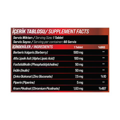 Grimsupps Berberis vulgaris & Alpha lipoic & Zinc & Phosphatidylcholine 60 Tablet