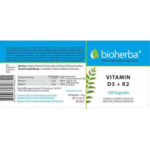 Bioherba Vitamin D3 + K2 100 caps