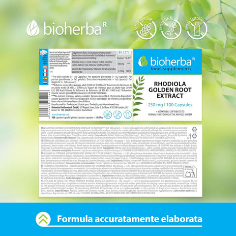 Bioherba Rhodiola Rosea With Vitamin B6 Stress Relief Mental Nervous 100 Caps
